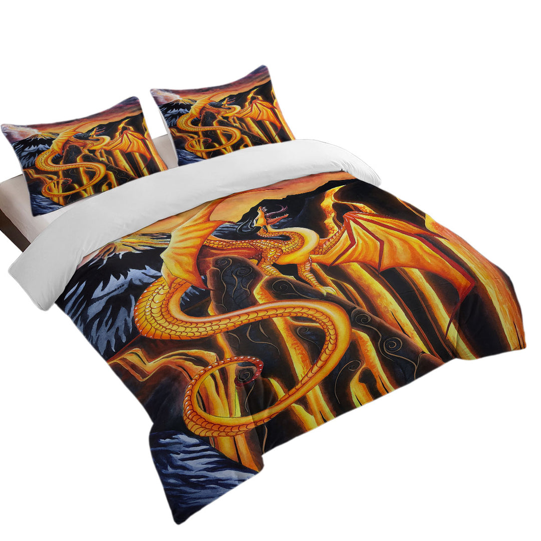 Fire Falls Fantasy Art Painting Dragon Twin Duvet Covers