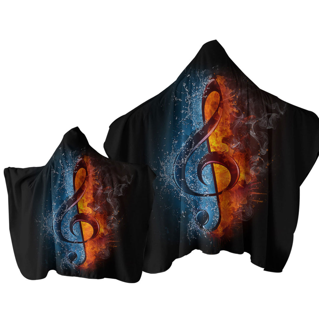 Fire Vs Water Treble Clef Music Note Towel Hoodie