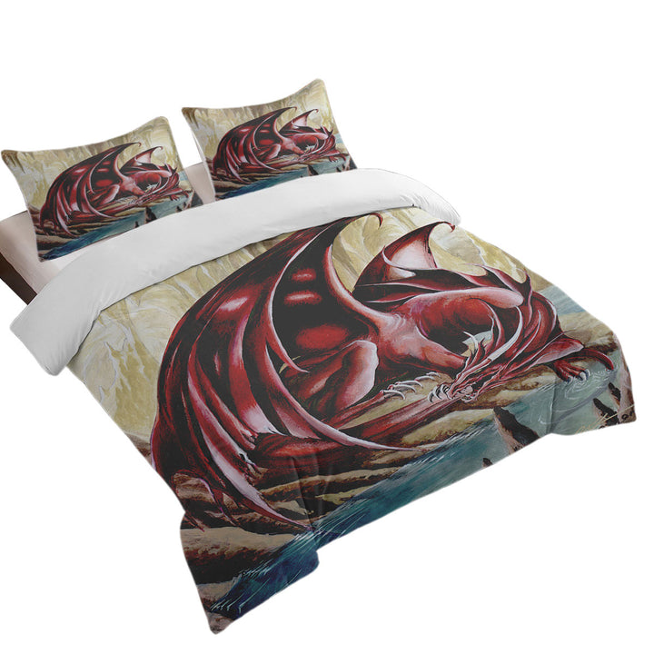 Firebrand Red Dragon Drawing California King Duvet Cover