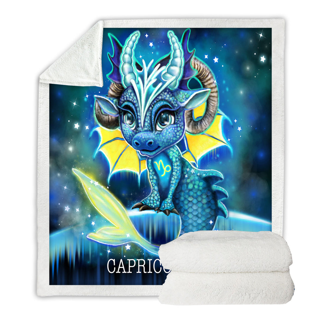 Fleece Blankets Gift Ideas for Kids Fantasy Art Capricorn Lil Dragon