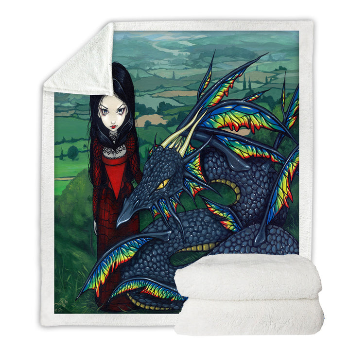 Fleece Blankets with Dragon D_arc en ciel Gothic Maiden Rainbow Dragon