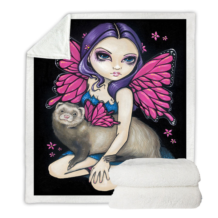 Fleece Blankets with Fairey and Ferret with Butterfly Wings