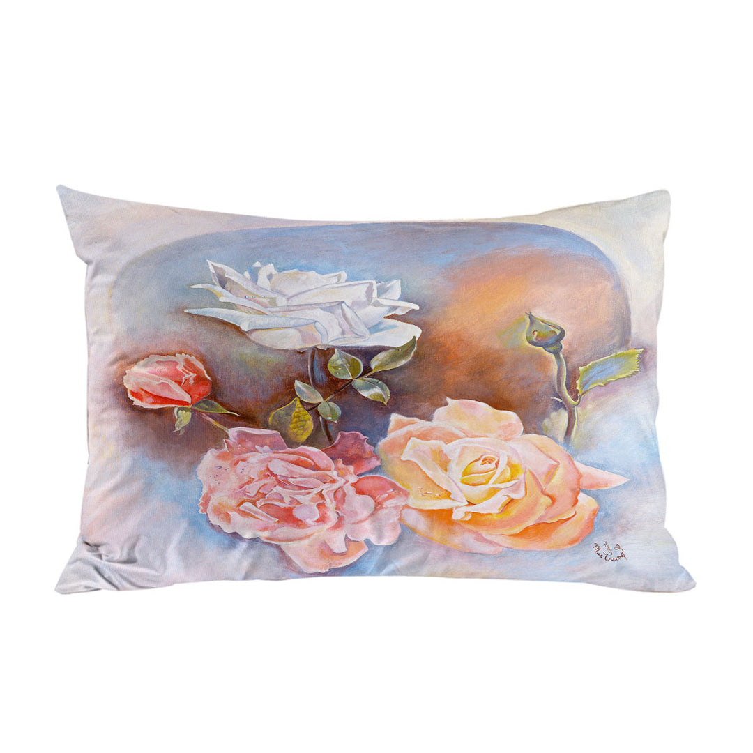 Floral Art Painting Beautiful Multi Colored Roses Pillowcase