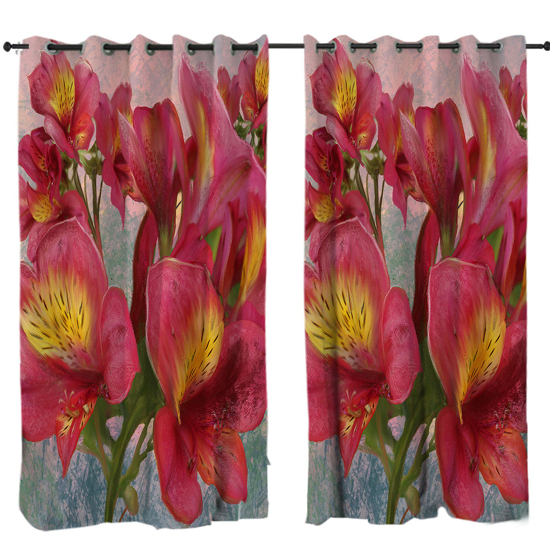 Floral Art Pink Orchid Curtains