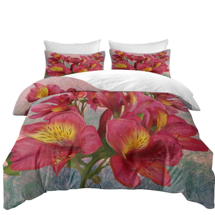 Floral Art Pink Orchid Duvet Cover