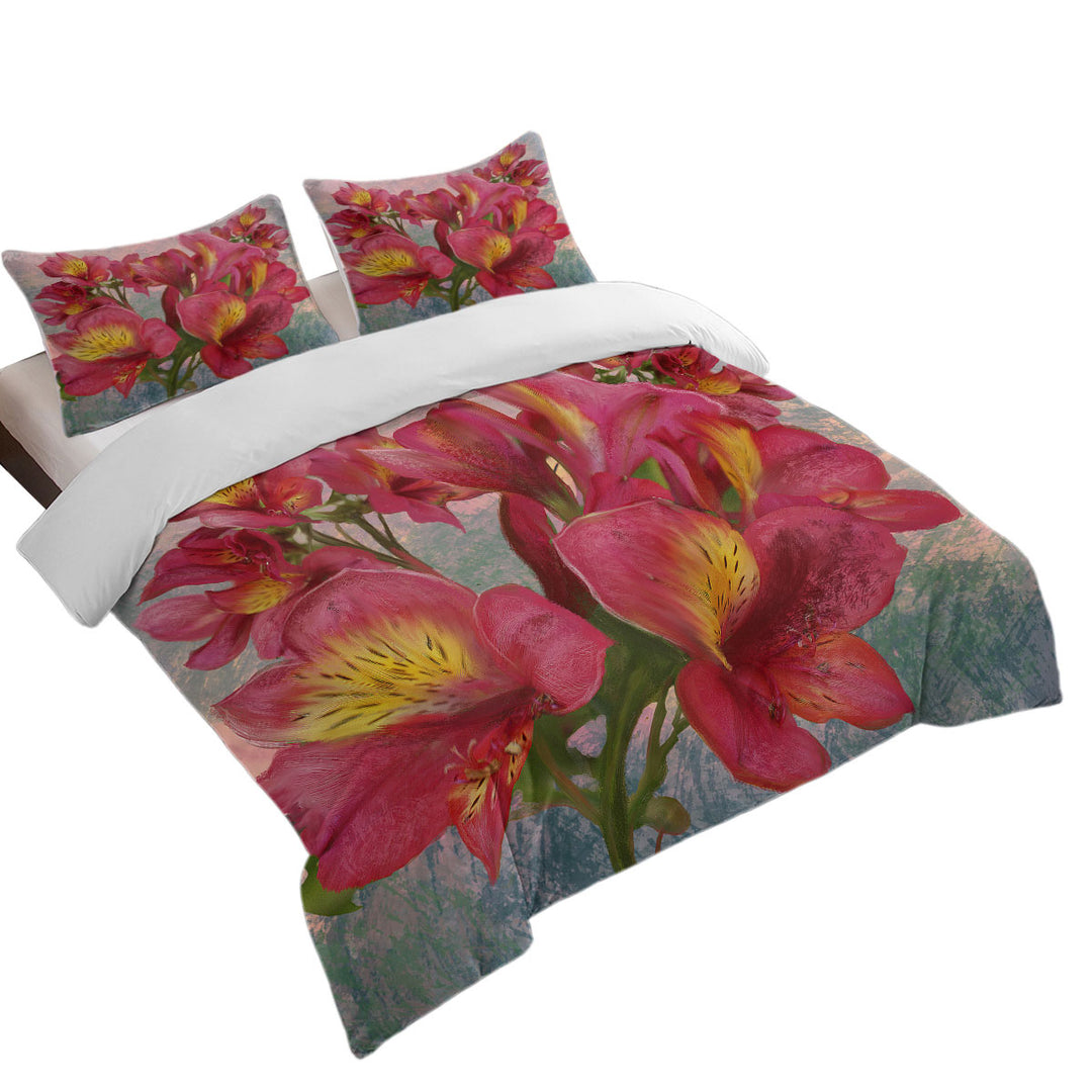 Floral Art Pink Orchid Duvet Covers