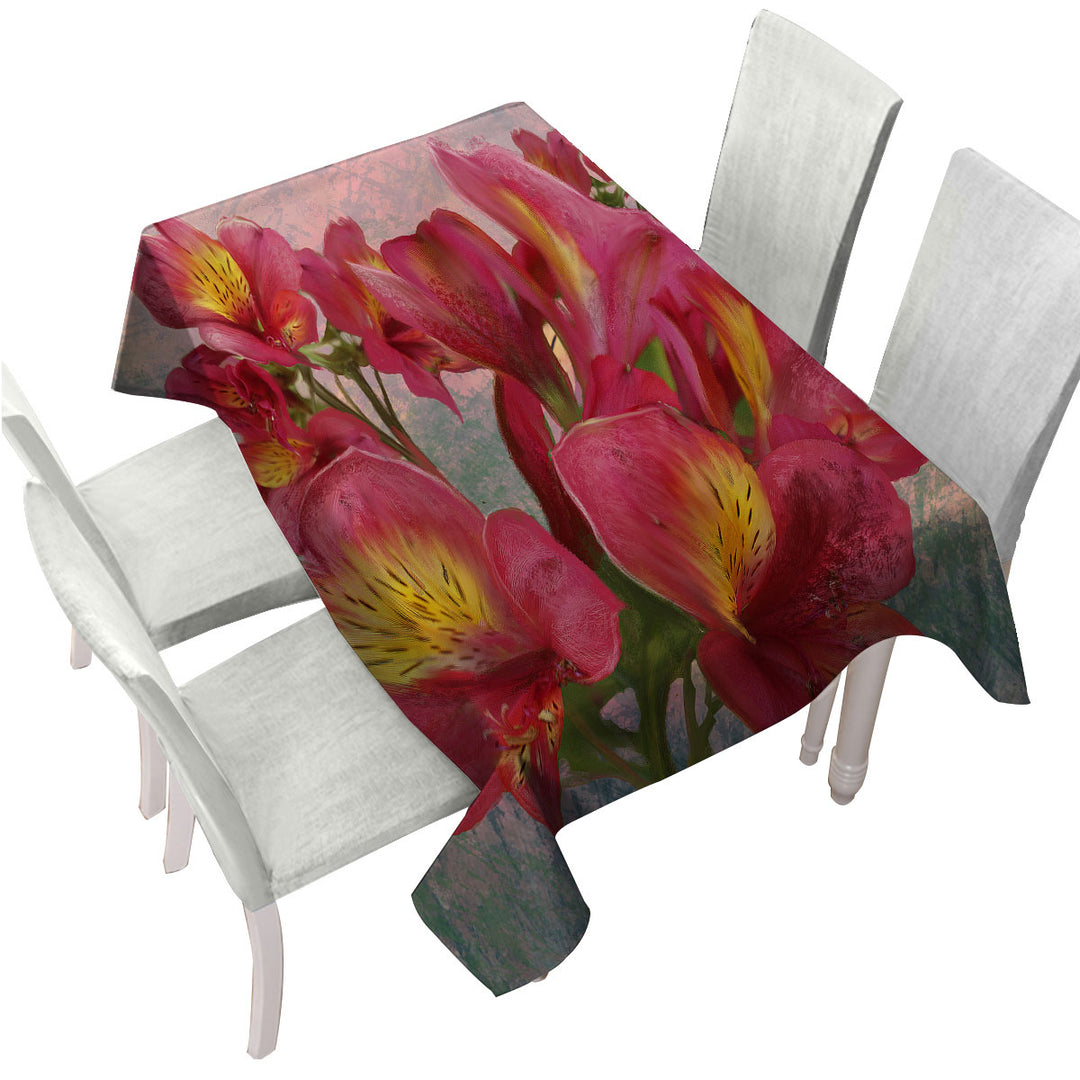 Floral Art Pink Orchid Tablecloth