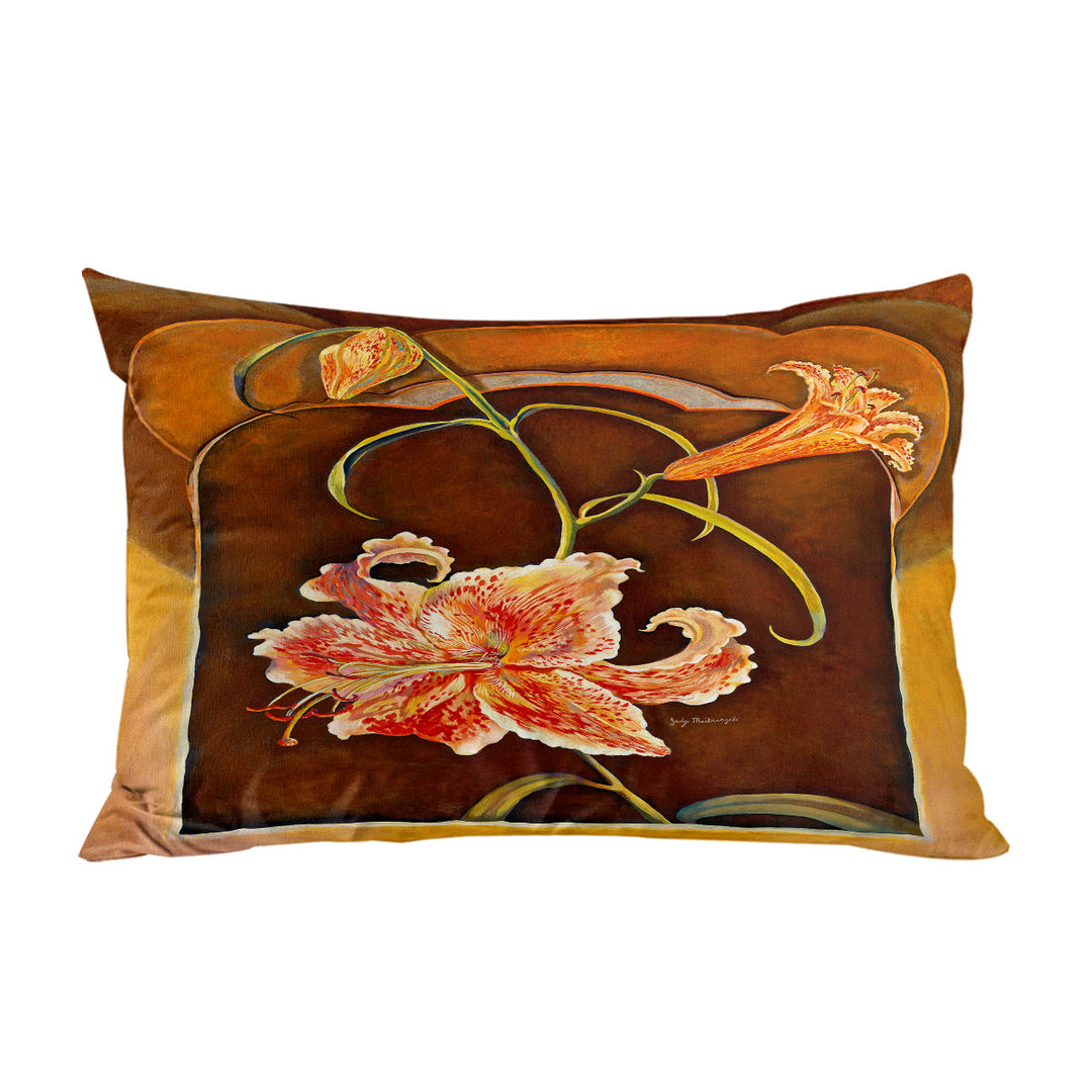 Floral Art Tiger Lilies Flowers King Pillow Cases