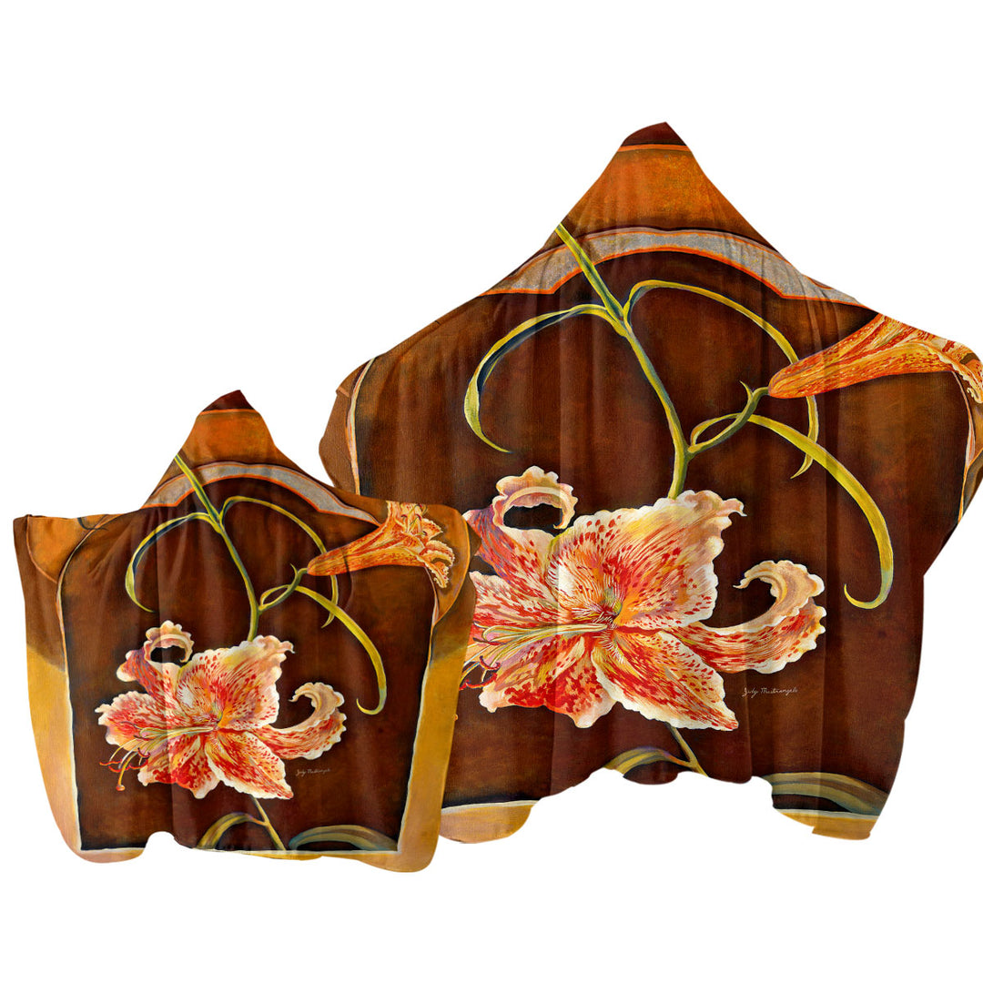 Floral Art Tiger Lilies Flowers Towel Hoodie