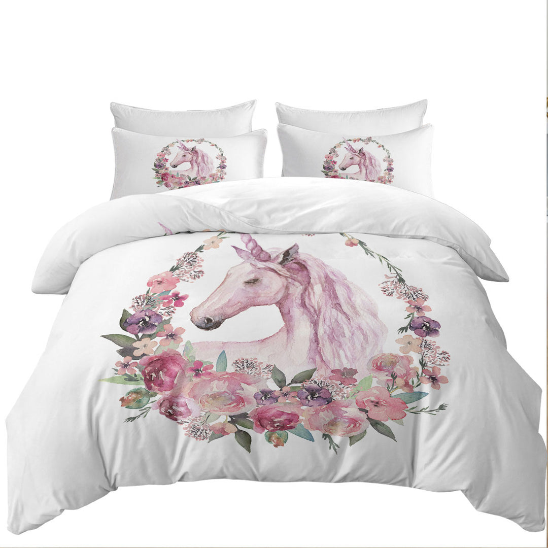 Floral Circle Unicorn Bed Covers