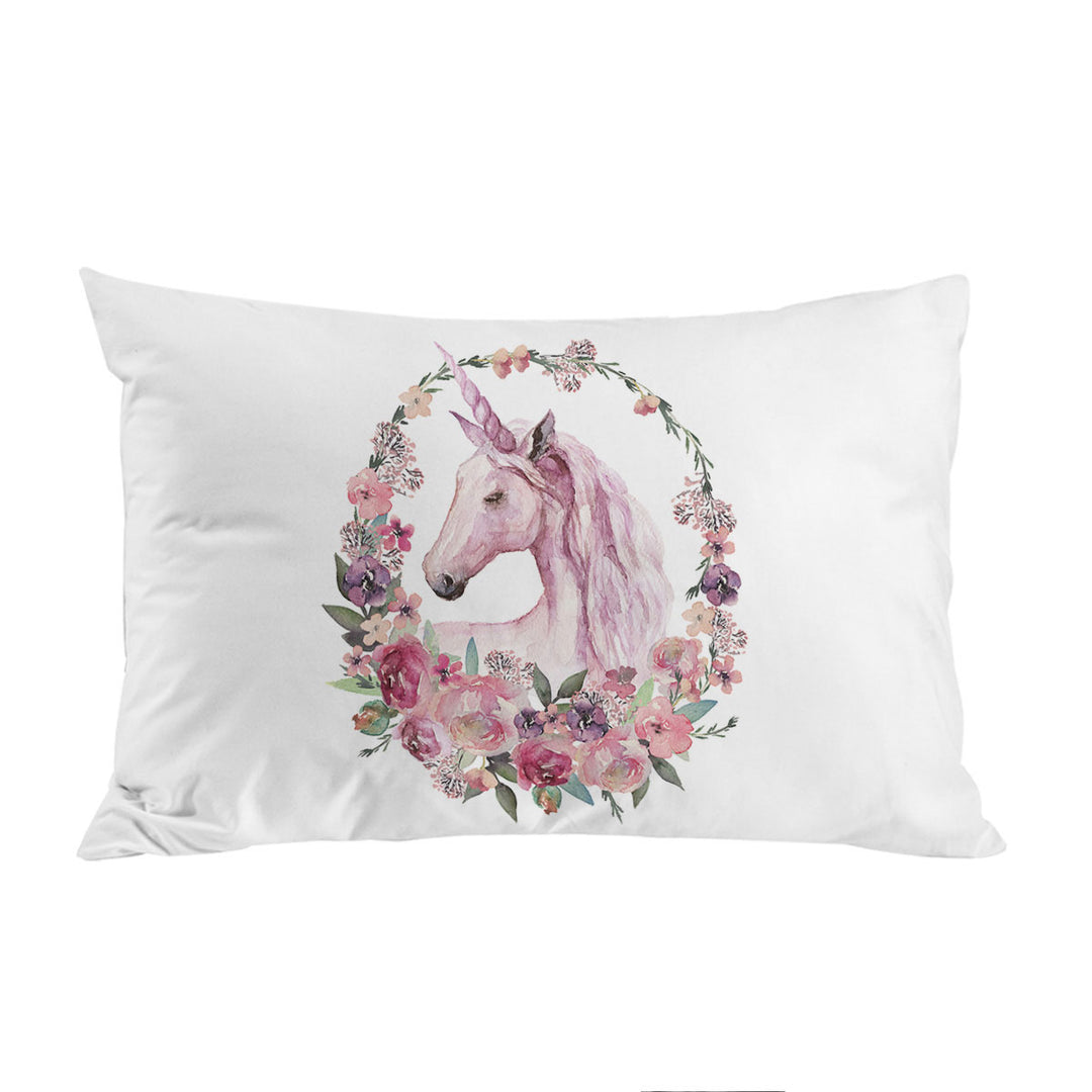 Floral Circle Unicorn Pillow Cases