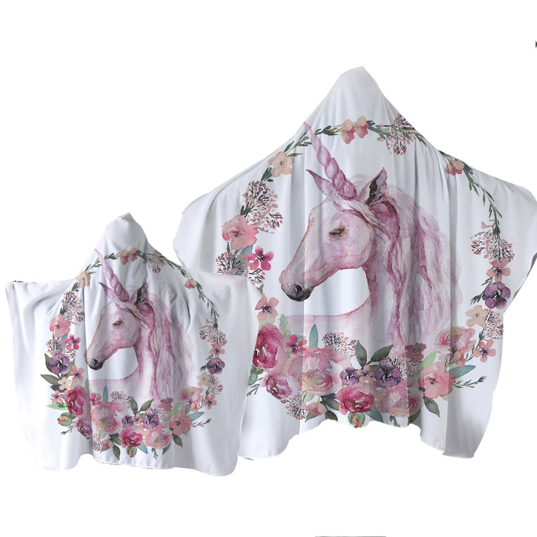 Floral Circle Unicorn Towel Hoodie