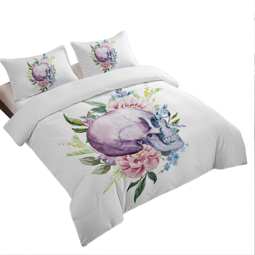 Floral Human Skull Duvet Covers