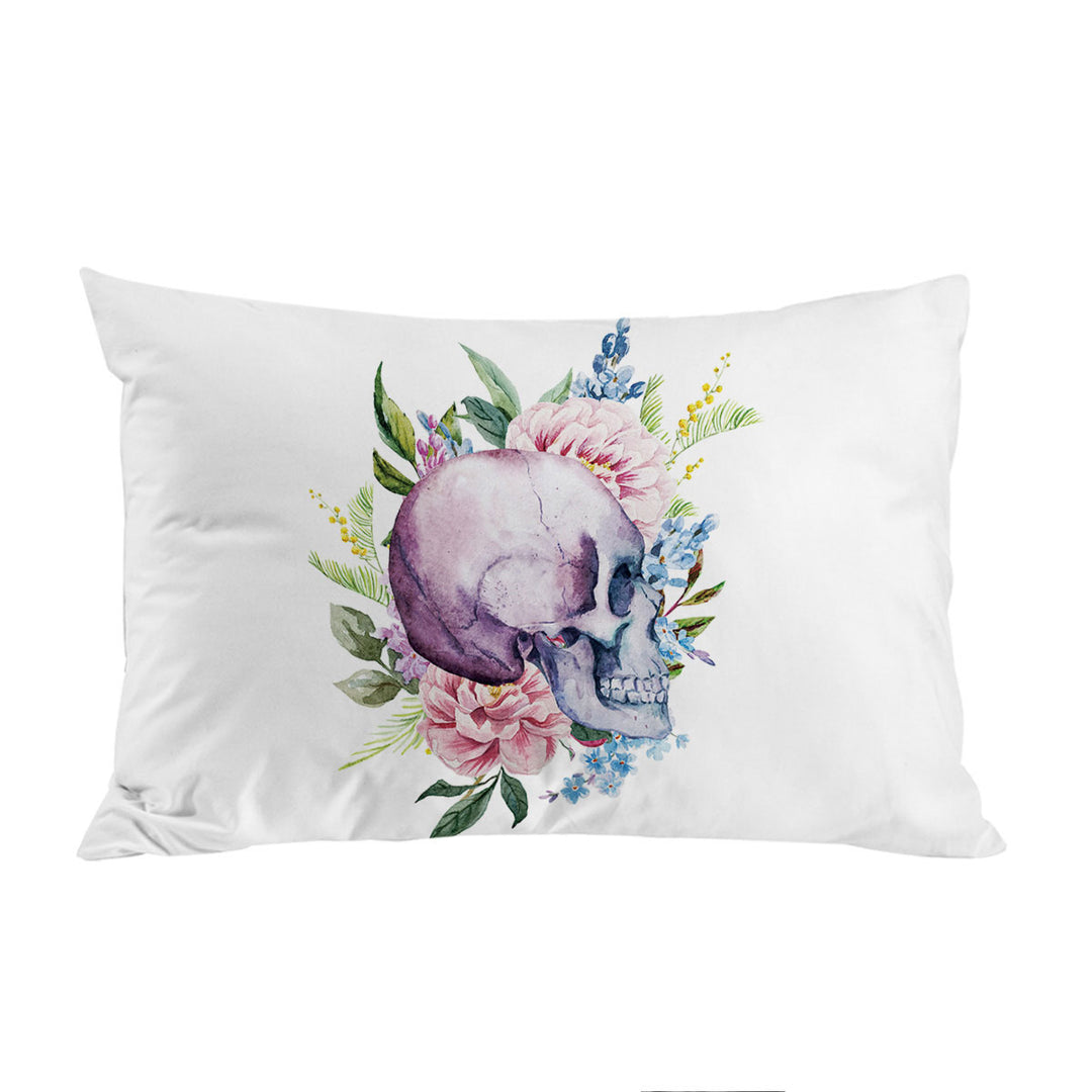 Floral Human Skull Pillowcase