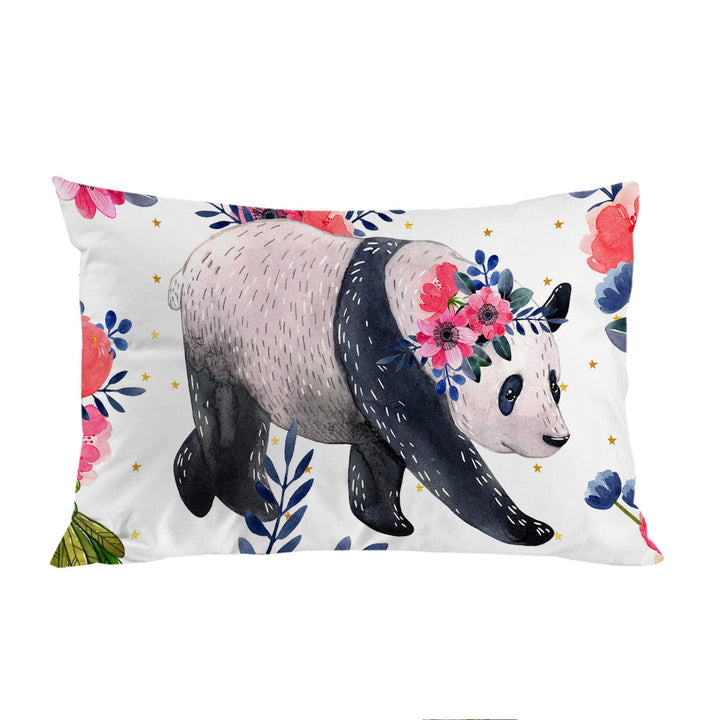 Floral Pandas Pillow Cases