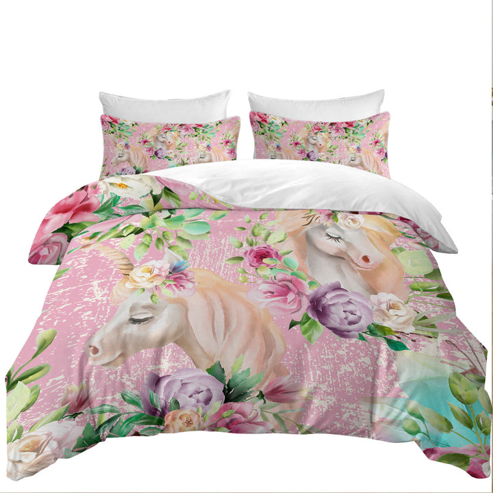 Floral Unicorns Coverlet