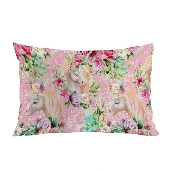 Floral Unicorns Pillow Cases