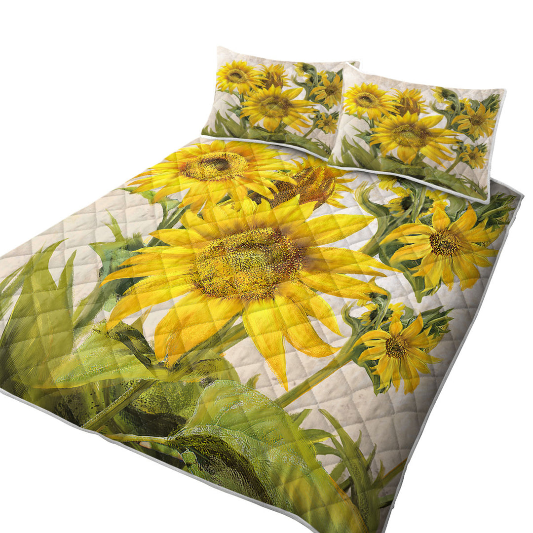 Flower Art Sunflower Bloom Coverlet