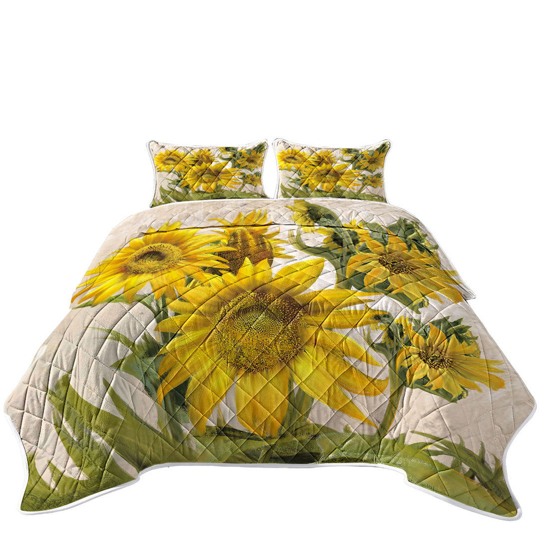 Flower Art Sunflower Bloom Coverlets