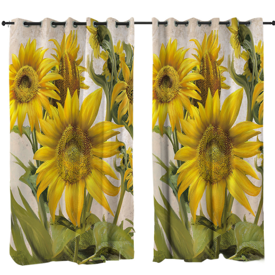 Flower Art Sunflower Bloom Window Curtains