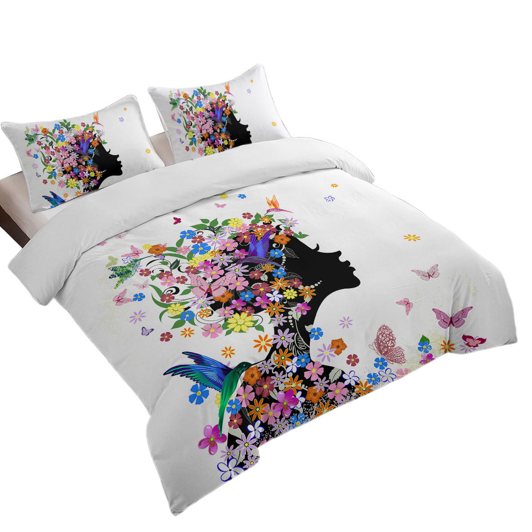 Flower Girl and Hummingbirds Duvet Covers King