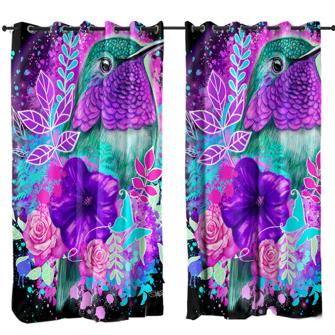 Flowers and Hummingbird Spirit Curtain