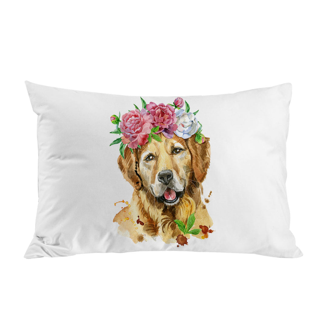 Flowery Labrador Dog Pillow Cases