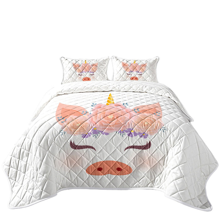 Flowery Unicorn Piggy Coverlet