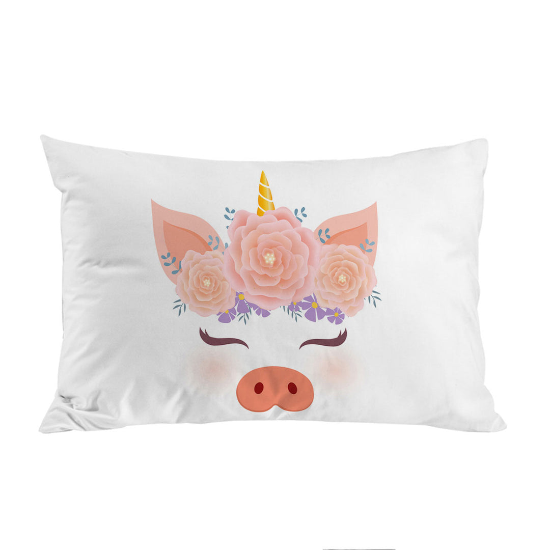 Flowery Unicorn Piggy Pillowcase