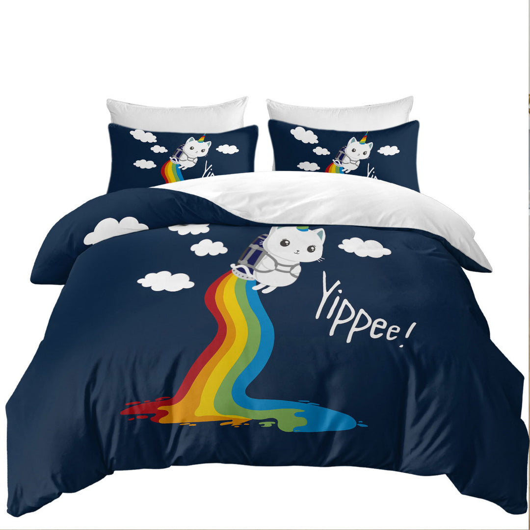 Flying Unicorn Cat Oversized King Duvet Cover