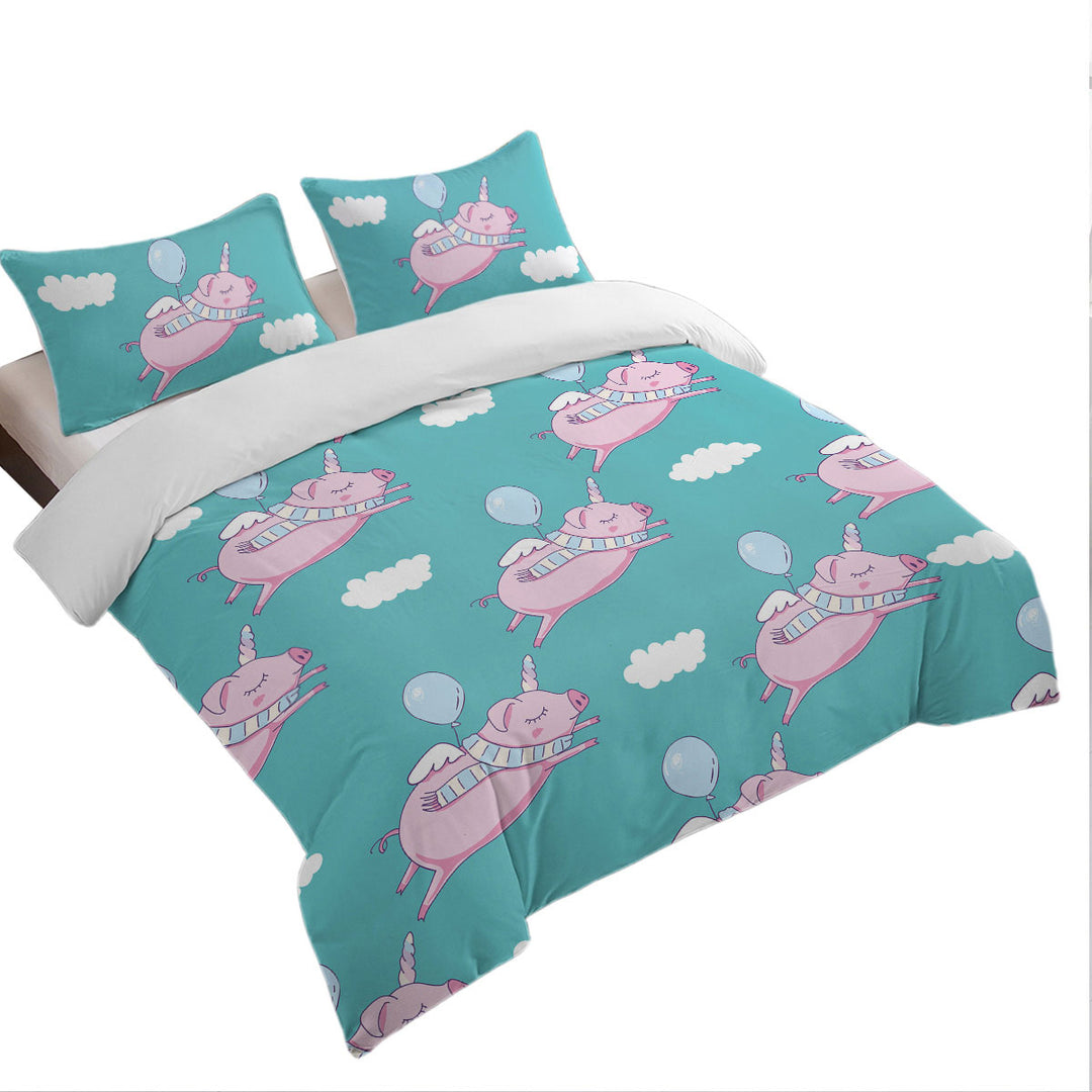 Flying Unicorn Pigs Duvet Cover