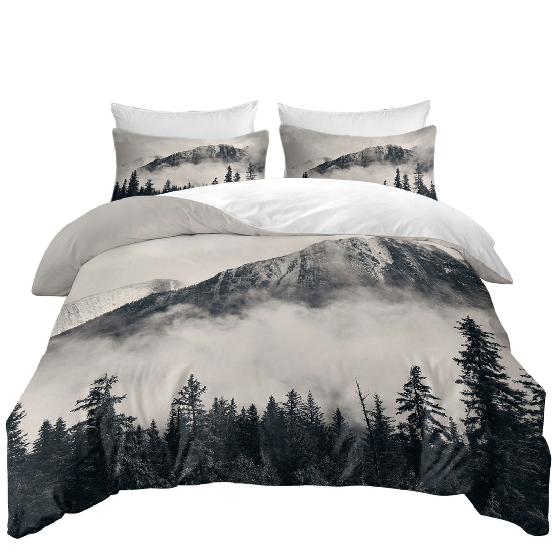 Foggy Mountains and Forest Coverlet