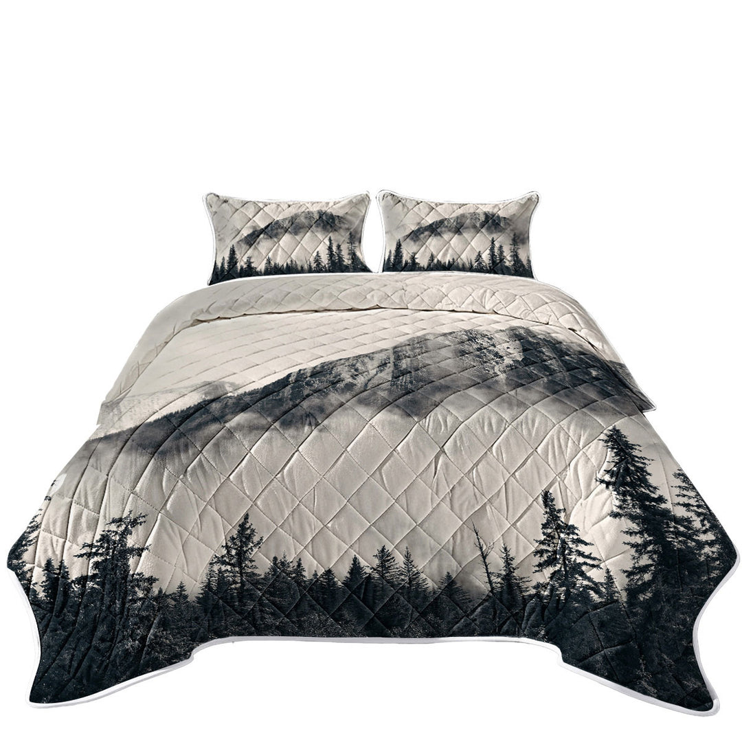 Foggy Mountains and Forest King Size Quilt Sets