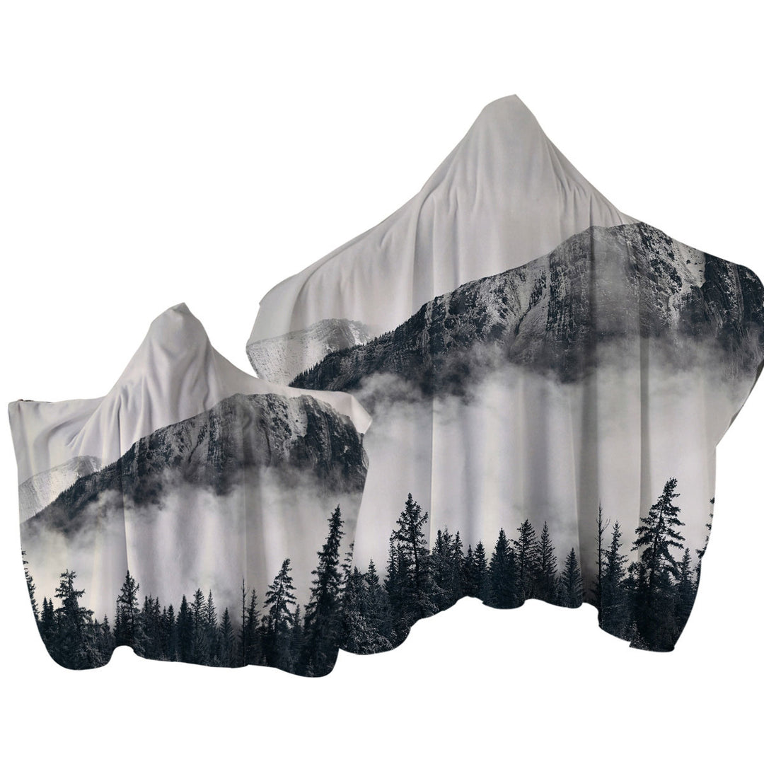 Foggy Mountains and Forest Towel with Hood