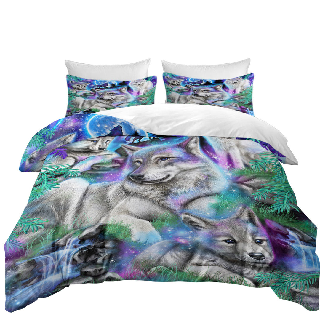 Forest Animals Art Daydream Galaxy Wolves King Duvet Cover set