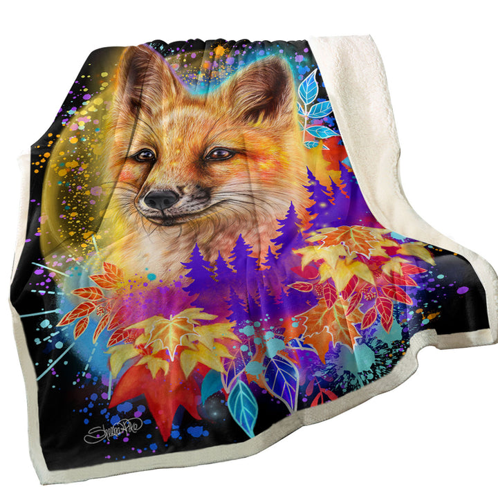 Forest Animals Art Red Fox Fleece Blanket