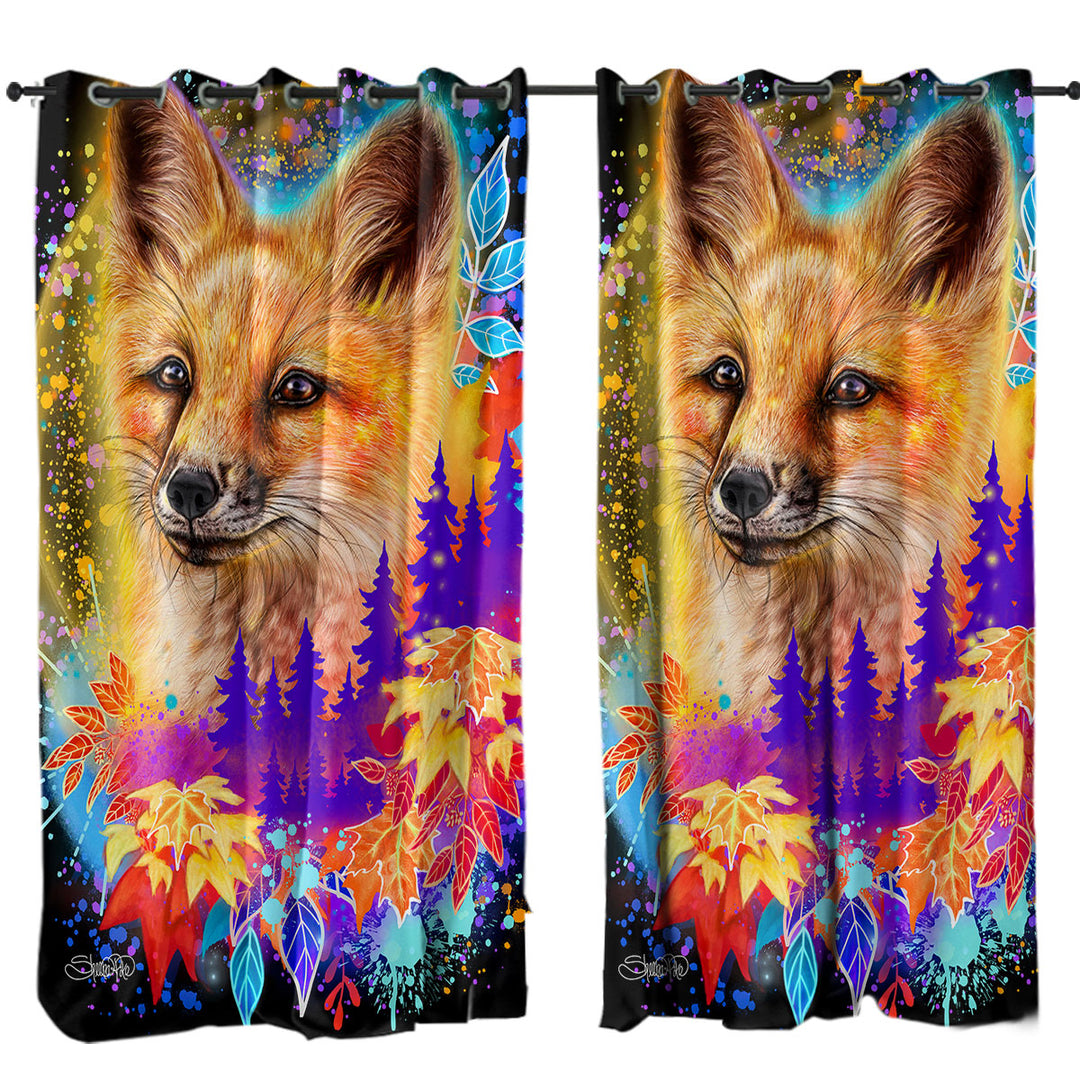 Forest Animals Art Red Fox Spirit Curtains