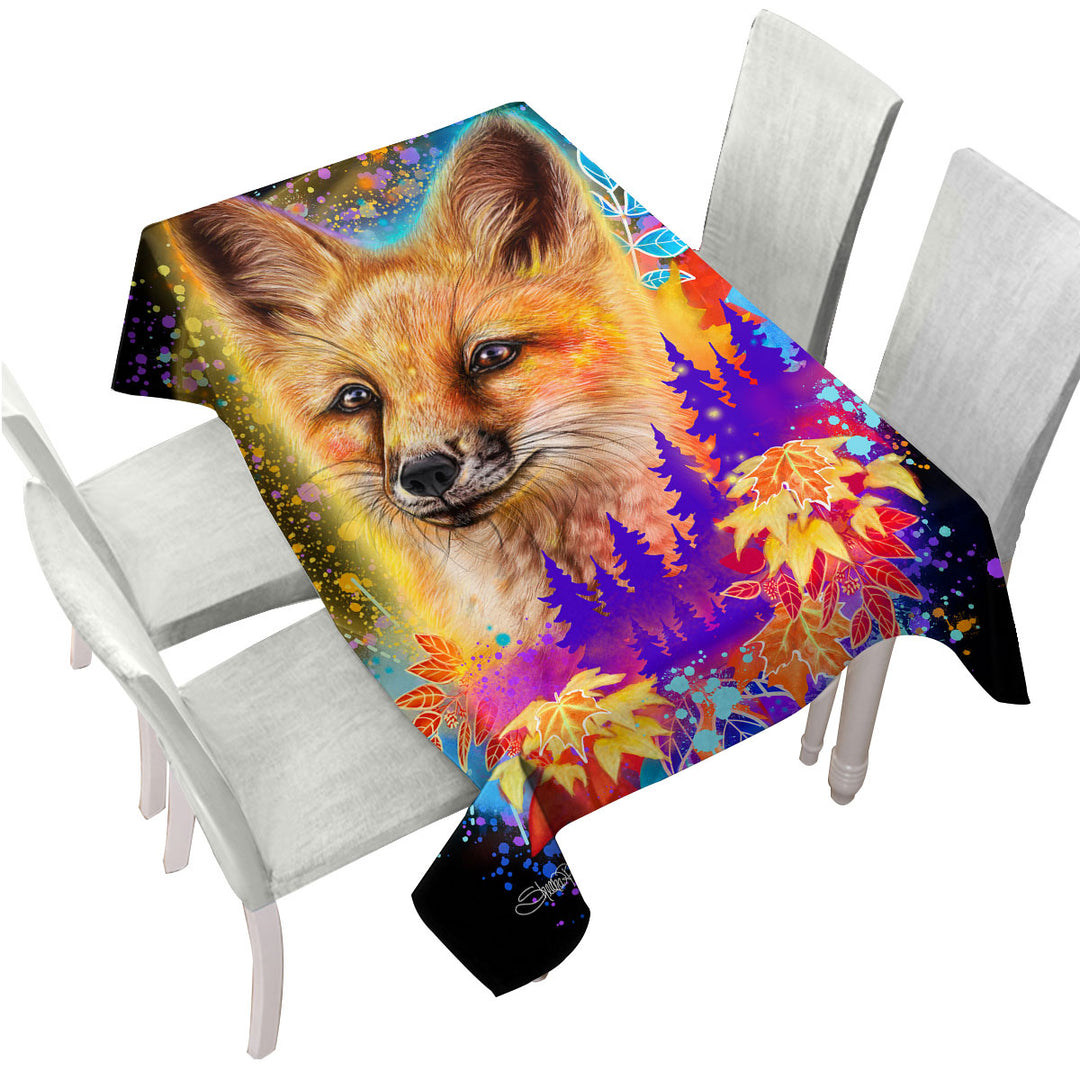 Forest Animals Art Red Fox Spirit Tablecloth