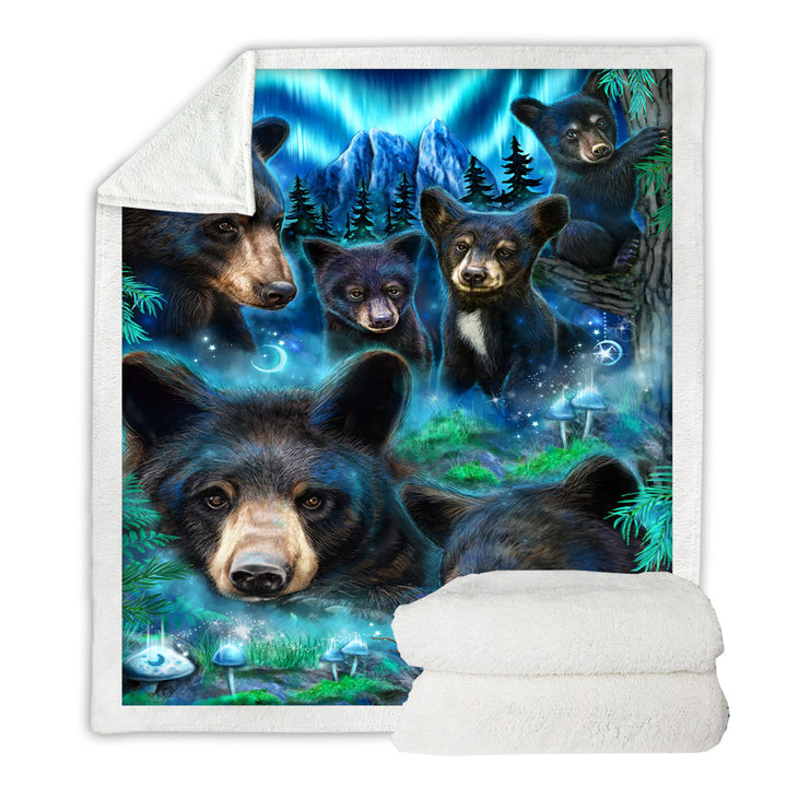 Forest Animals Couch Throws Art Daydream Moonlit Black Bears