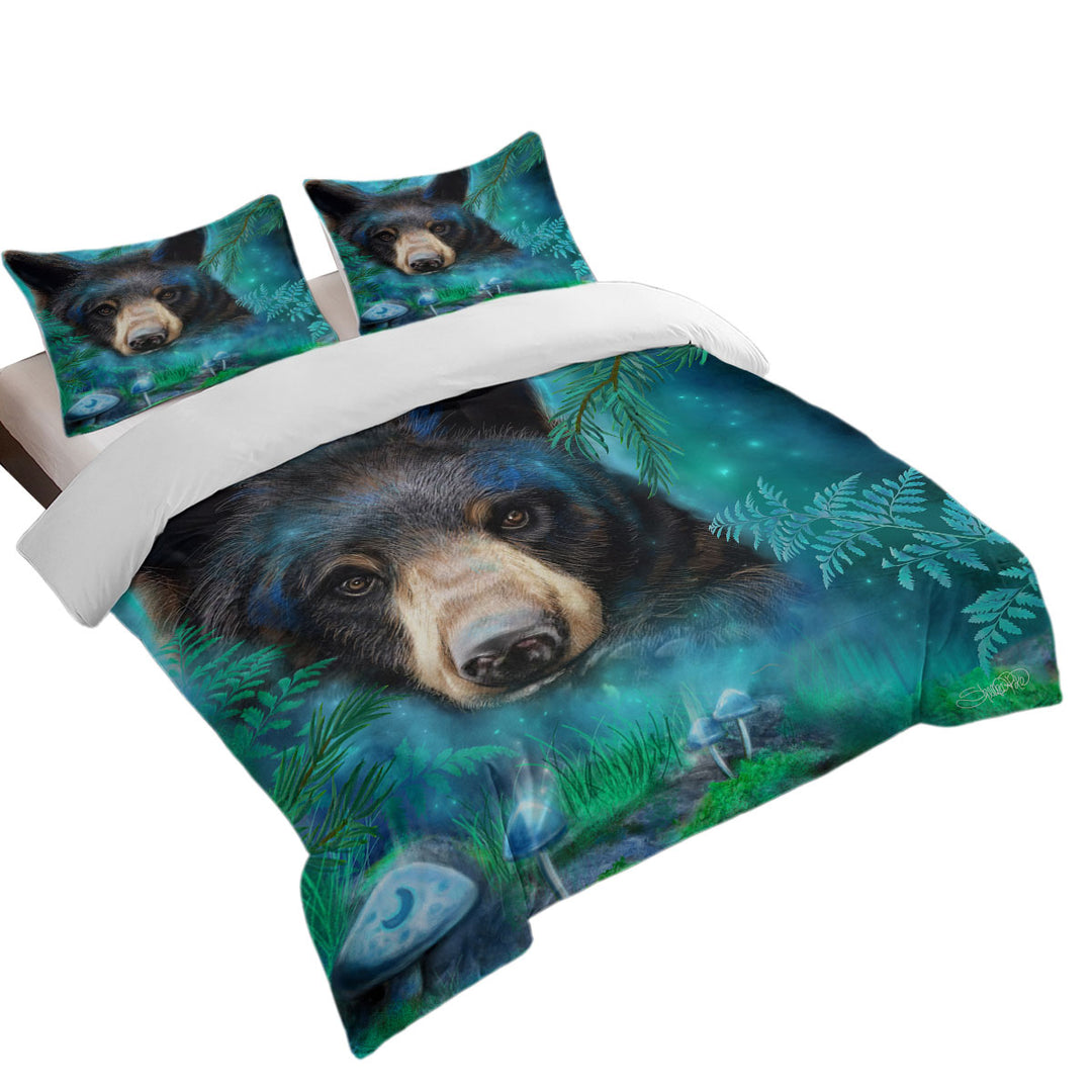 Forest Animals Moonlight Magic Black Bear Bed Covers