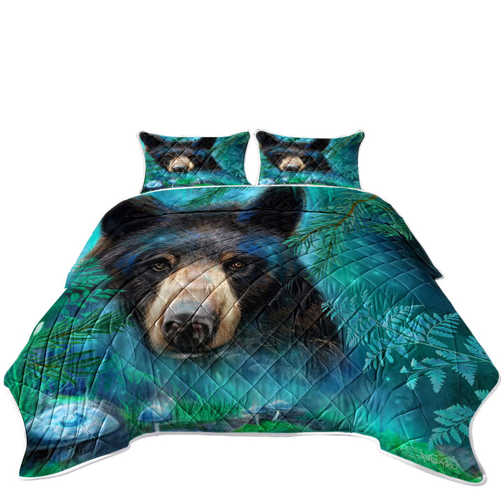 Forest Animals Moonlight Magic Black Bear Coverlets