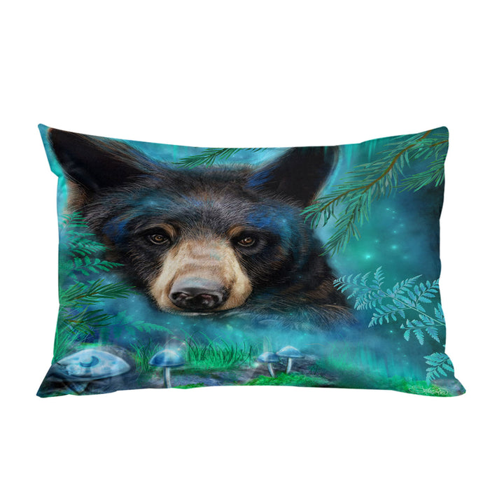 Forest Animals Moonlight Magic Black Bear King Pillow Cases