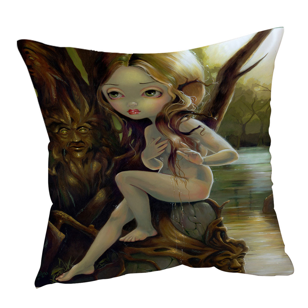 Forest Creatures Cushion Covers Tree Nymph in the Hamadryad Lake