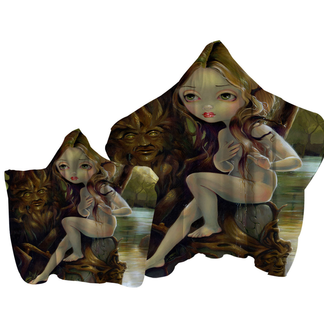 Forest Creatures Tree Nymph in the Hamadryad Lake Towel Hoodie