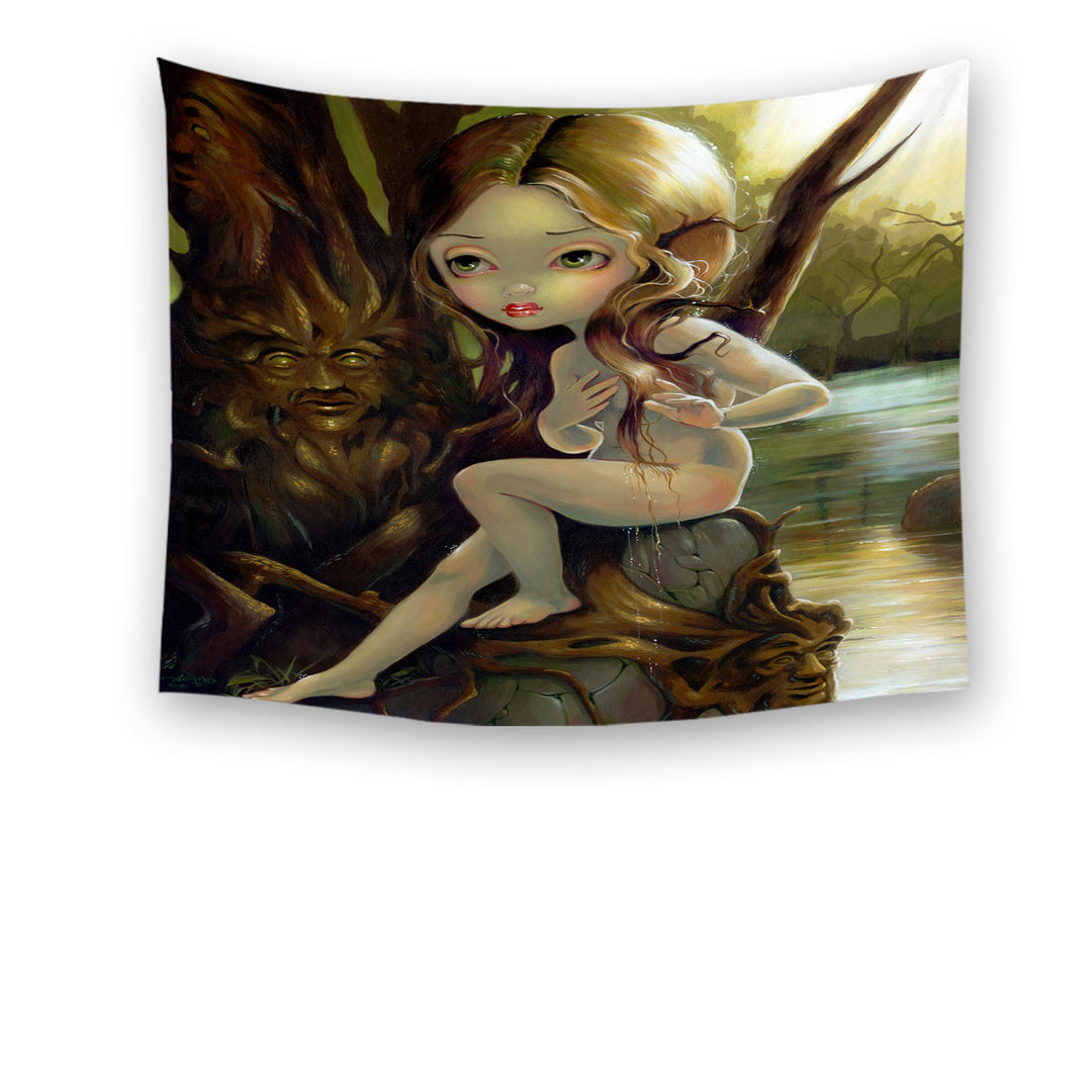 Forest Creatures Wall Decor Tree Nymph in the Hamadryad Lake Tapestry