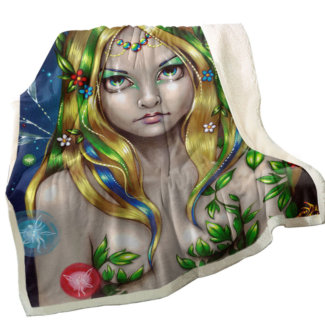 Forest Fairy Queen Titania Sherpa Blanket