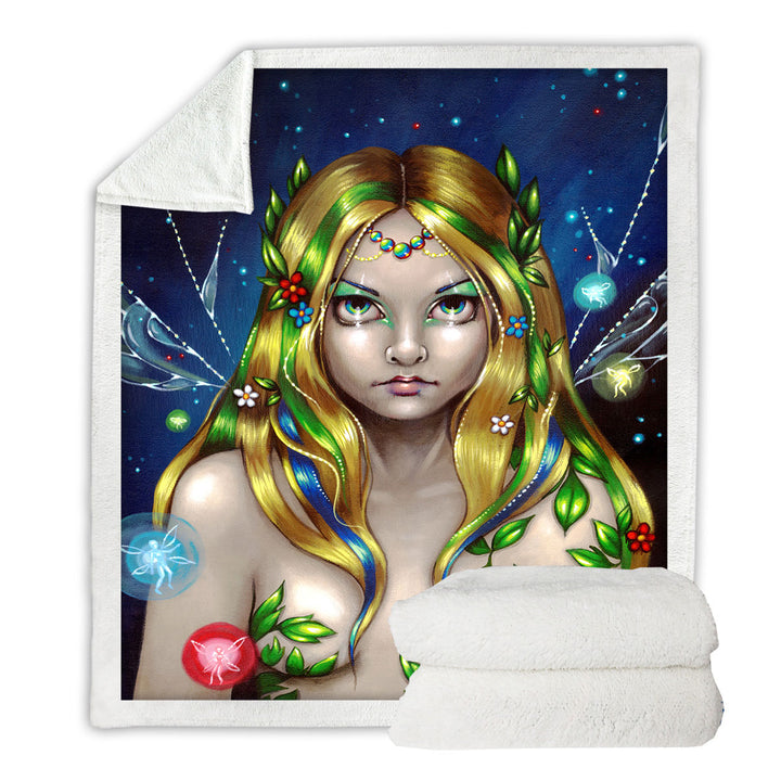 Forest Fairy Queen Titania Throw Blanket