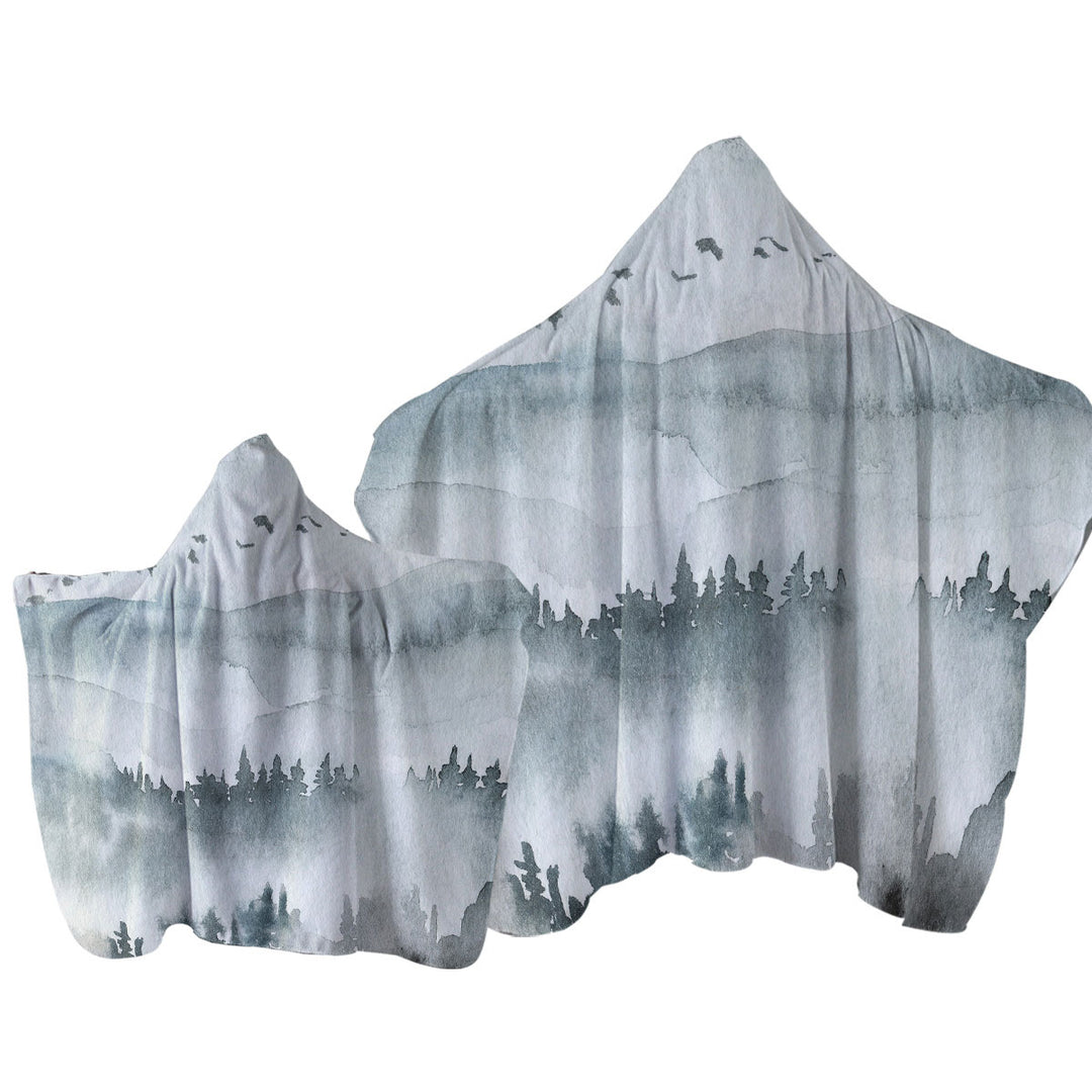 Forested Mountain Fog Art Towel with Hood