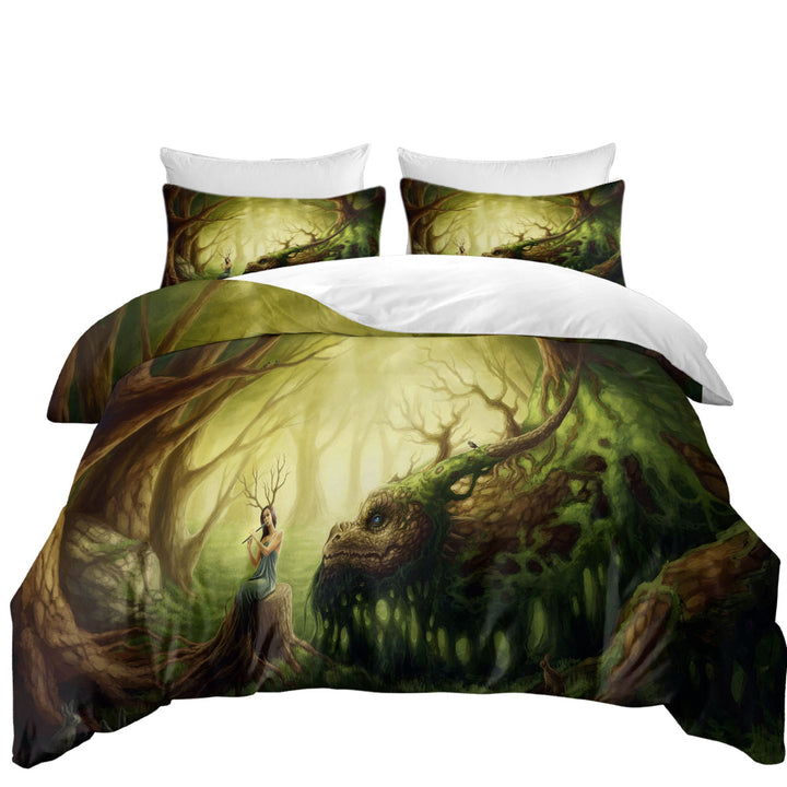 Forgotten Fairytales Forest Fairy and Dragon Duvet Cover