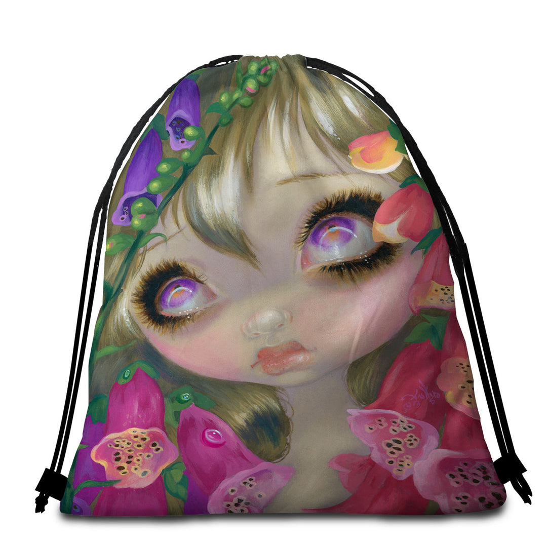 Foxgloves Beach Towel Pack Poisonous Beauties Foxgloves Girl with Flowers